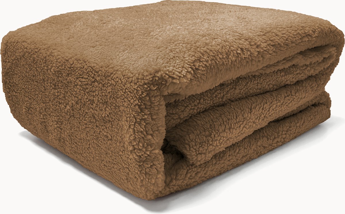 Y-not® - Teddy / fleece stof 220gr/m2 Matras Hoeslaken Pumpkin Latte - Hoog knuffelgehalte - 140x200+30cm - 2 persoons - tot 25 Matrasdikte - Taupe