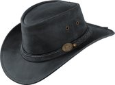 Lederen hoed Irving zwart S (let op hoed valt groter uit)