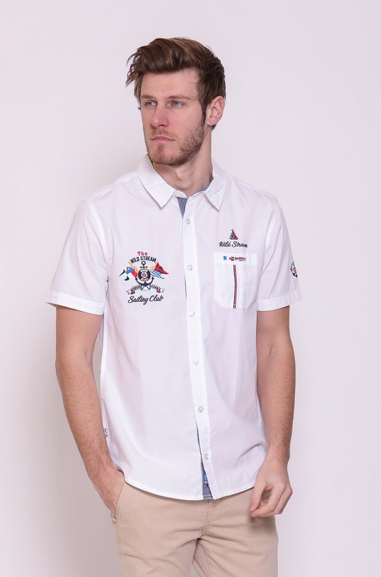 The Wildstream-Chemise Homme-Caller- White Frais-Manches Courtes-Taille L