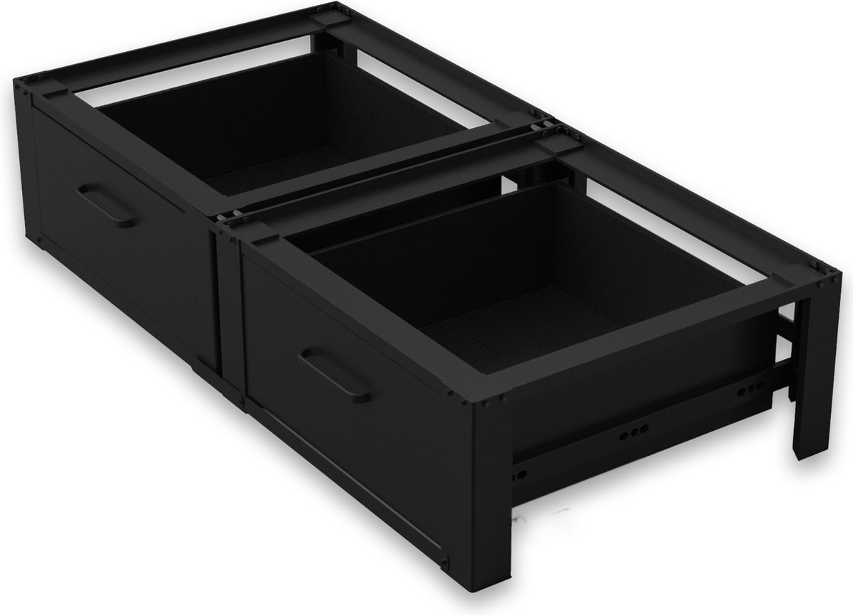 Vonia Verbindingsframe Droger Wasmachine - Afstandhouder wasdroger - Verbindingsframe met waslijn - Uittrekbare handdoekhouder - Tussenbouwframe - Universeel (Wit - werkblad