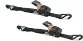 BCF-Products Zelfoprollende spanbanden met Punthaken - Spanbanden - 50 mm - 3 meter - 2 stuks