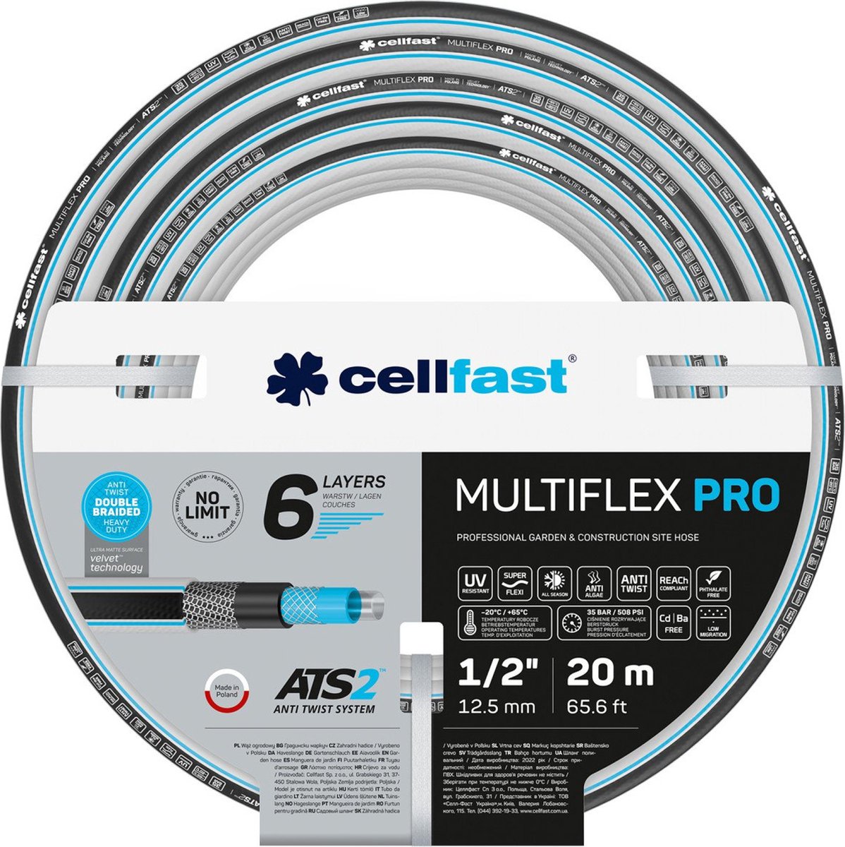 Cellfast MULTIFLEX - 6-lagige slang Tuinslang - Bestand tegen UV-stralen - 35 Bar 1/2