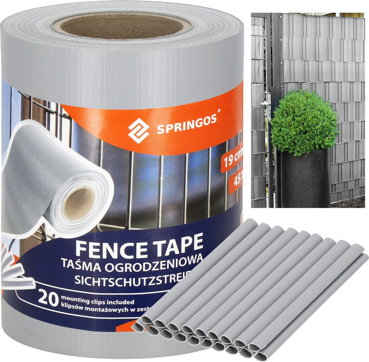 Springos Vlechtband - Privacyfolie - Vlechtband Voor Tuinafsluiting - PVC - 35 m - Grijs
