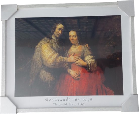Rembrandt van Rijn - Het Joodse bruidje- The jewish bride - Schilderij 50 x 40 cm