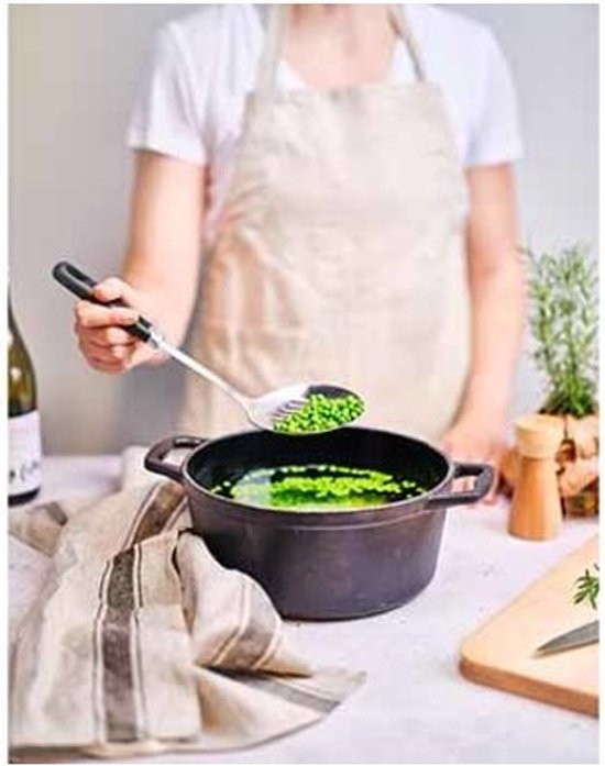 Cosy & Trendy Schuimspaan Delish Zwart - Perforaties Voor Snel Afdruipen - RVS & Kunststof - Vaatwasserbestendig van Cosy & Trendy — afbeelding 2