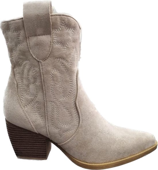 Enkellaars - Dames - Beige - Maat 39 - Kunstsuede