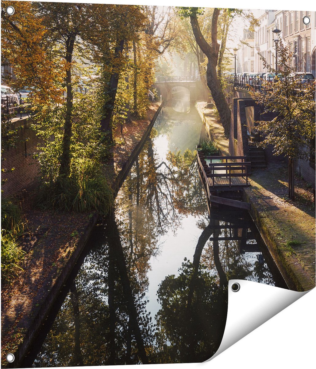 Gards Tuinposter Nieuwe Gracht in Utrecht - 70x70 cm - Tuindoek - Tuindecoratie - Wanddecoratie buiten - Tuinschilderij Multikleur