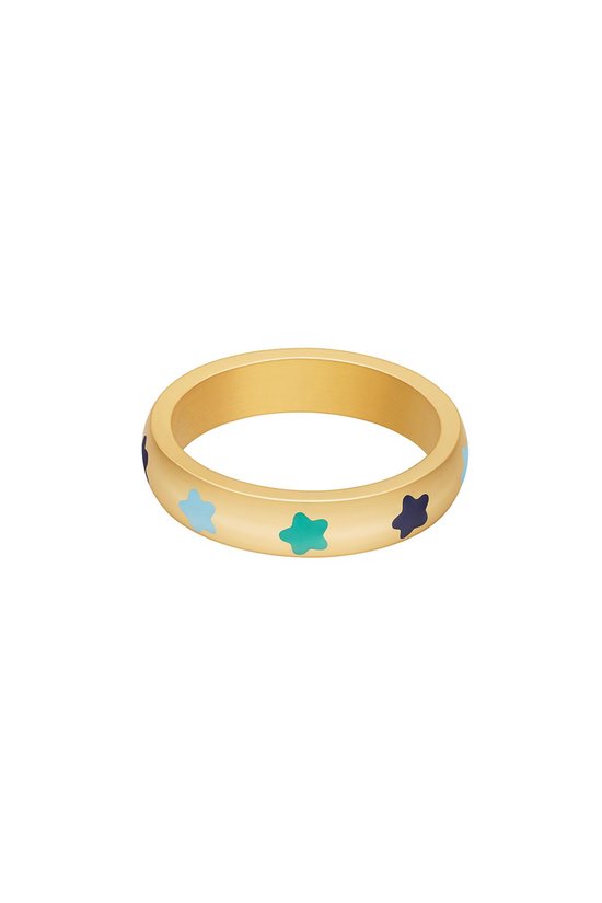 Ring colored stars - Yehwang - Ring - Maat 17 - Goud/Blauw-Moederdag  cadeautje -... | bol.com