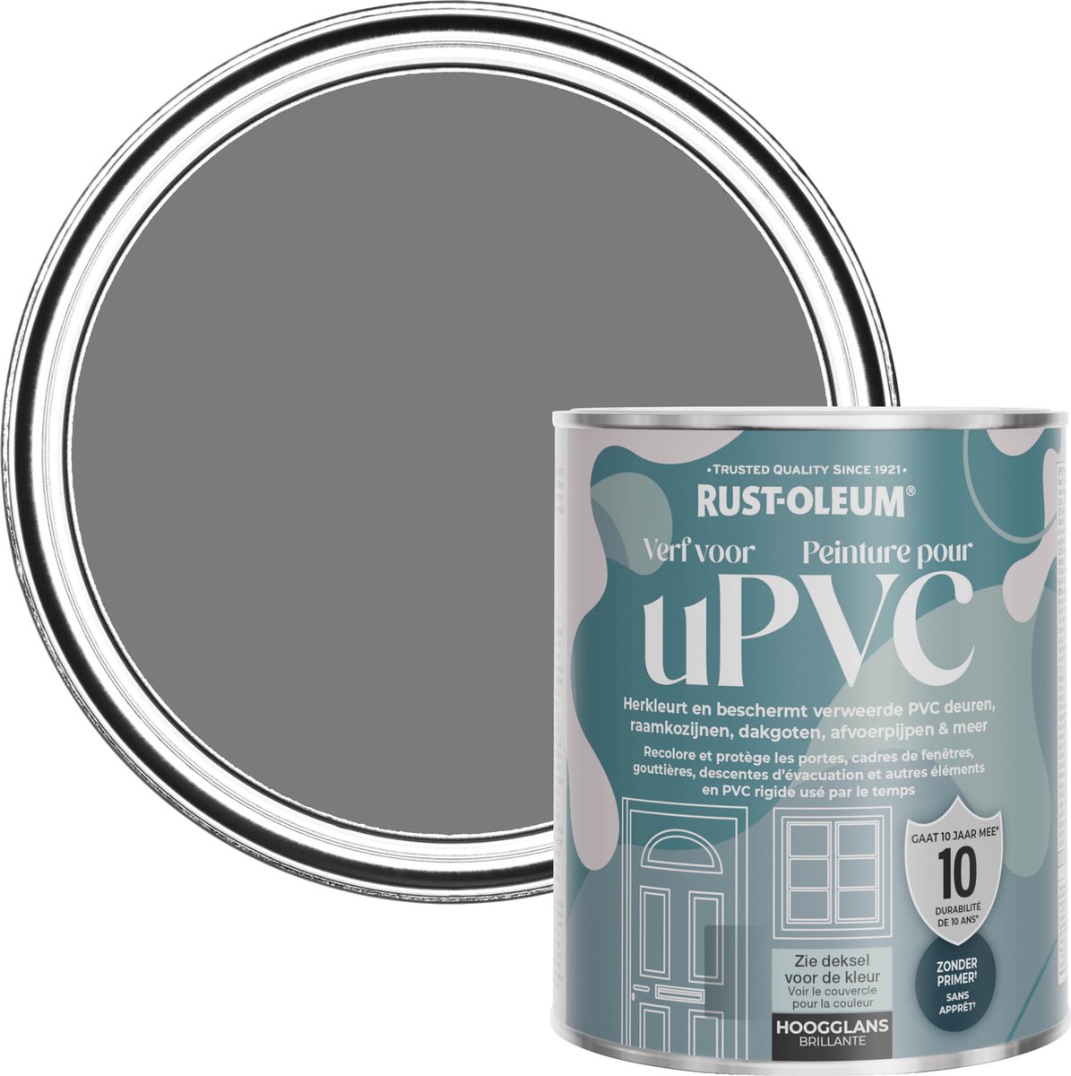 Rust-Oleum Grijs Hoogglans Verf voor PVC - Schaduwgrijs 750 ml