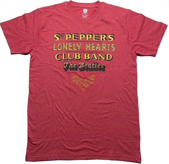 The Beatles - Sgt Pepper Stacked Heren T-shirt - L - Rood