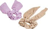 Urban Classics - XXL Bow 2-Pack Haar scrunchie - Paars/Beige