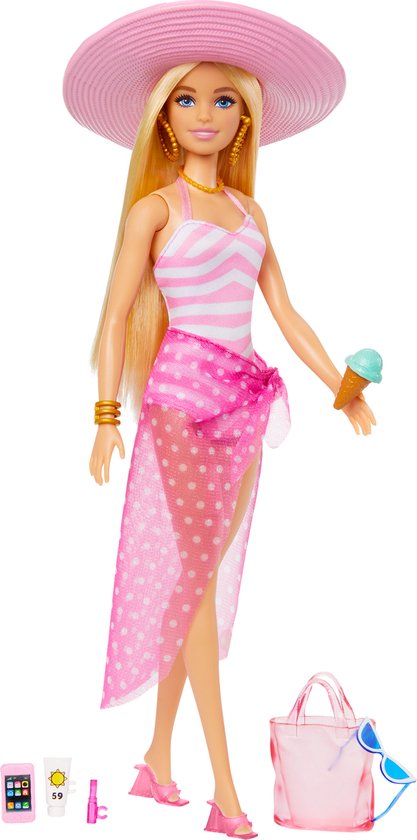 Barbie Zonnehoed badpak Malibu - Met accessoires - Barbiepop