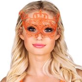 Masker van Kant - Oranje kleding koningsdag - Chique masker dames - Koningsdag accessoires dames bril uiterlijk - Koningsdag artikelen - Per stuk