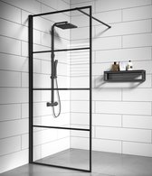 Badplaats Cabine de douche Essos 120 cm x 200 cm - Zwart - Douche à l'italienne 8 mm Verre de sécurité transparent