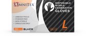 Omnitex Premium 200st. Zwarte Nitrilhandschoenen | Maat L | Poedervrij | Latexvrij | Voedselveilig | EN455 EN374 EN420 | CE & UKCA Cat3-klasse