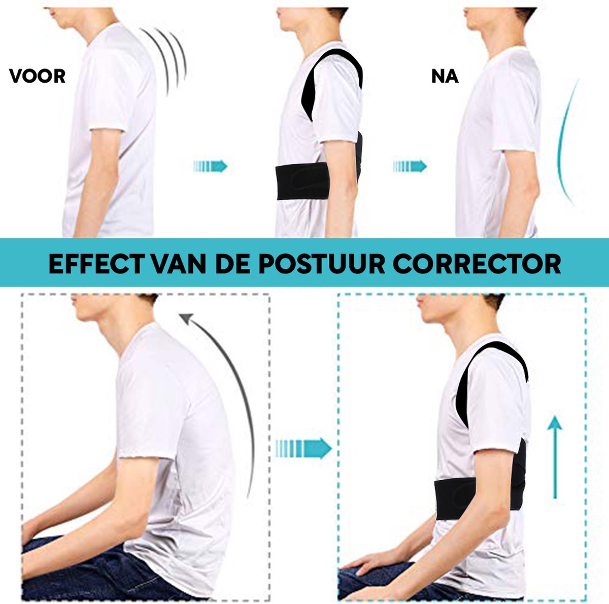 Correcteur De Posture Réglable Ceinture De Correction De Soutien Dorsal