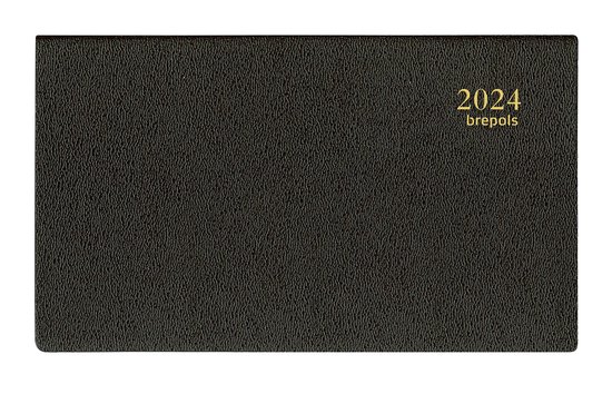 Foto: Brepols bureau agenda 2024 omniplan genova weekoverzicht zwart 16 x 9 cm liggend