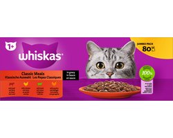Whiskas Katten Natvoer Classic Selection in Saus, Adult 1+ Multipack (80x85 g), 6,8 kg