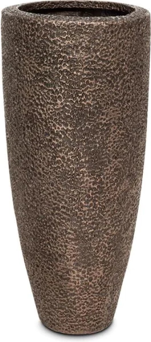 Luxe Plantenpot XL | Antiek Brons Koper Look | Grote bloempot voor binnen en buiten | Koraal Brons Plantenbak | Vorstbestendig | Bloembak Patina | 31 x 70 cm