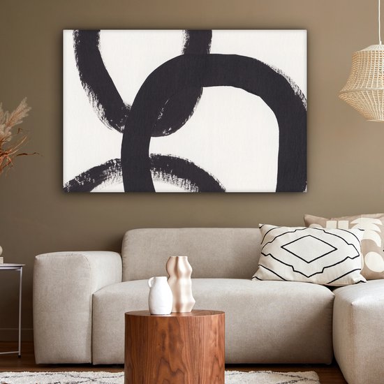 Tableau sur toile abstrait - Formes - Zwart - Cercles - 120x80 cm - Décoration murale