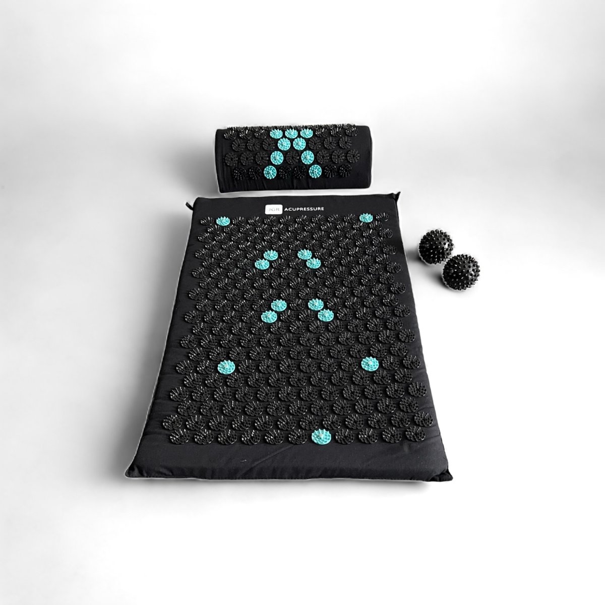 Goedkoopste JGR - Acupressuur mat incl. magneet therapie en Kussen - Shakti mat - Spijkermat Incl. 2x Triggerpoint Bal en handige opberg zak - 66x40x2cm