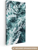 Canvas Schilderij Zee - Blauw - Natuur - Water - 20x40 cm - Wanddecoratie