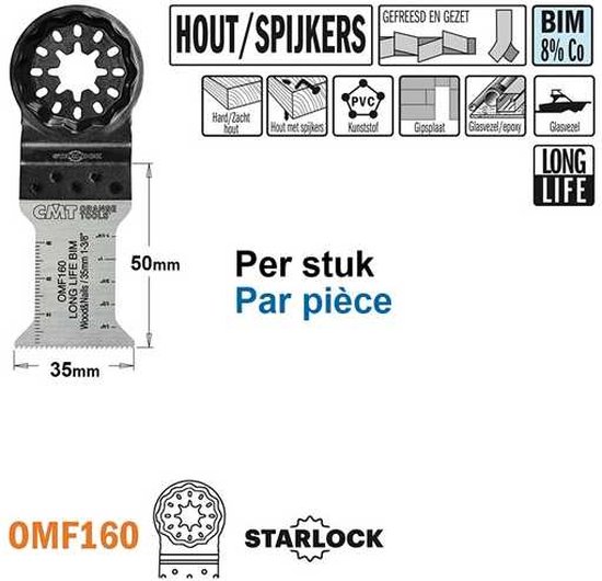 multi-outil Bi-métal 8% cobalt, 35mm (1 pièce)