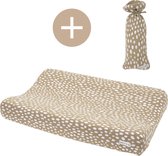 Meyco Baby Cheetah aankleedkussenhoes + kruikenzak - taupe - 50x70cm