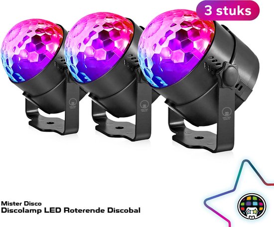 Discolamp LED Roterende Discobal - Party Bol - Set van 3 Stuks | bol.com