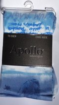 Apollo - Panty - symbolen en teksten - blauw - 70 den- one size