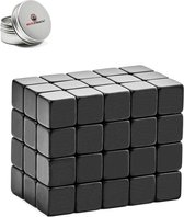 Brute Strength - Super sterke magneten - Vierkant - 10 x 10 x 10 mm - 60 stuks - Zwart - Neodymium magneet sterk - Voor koelkast - whiteboard