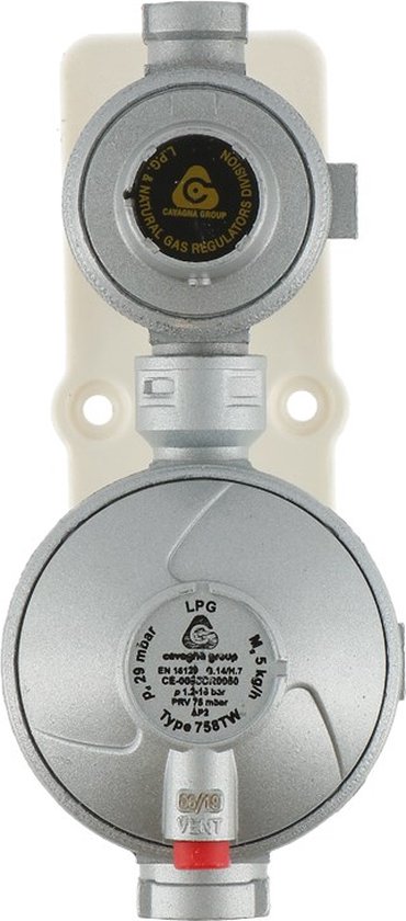 Foto: Gimeg lpg 2 traps gasdrukregelaar 30mb 6kg h 1 4 inch x 3 8 inch