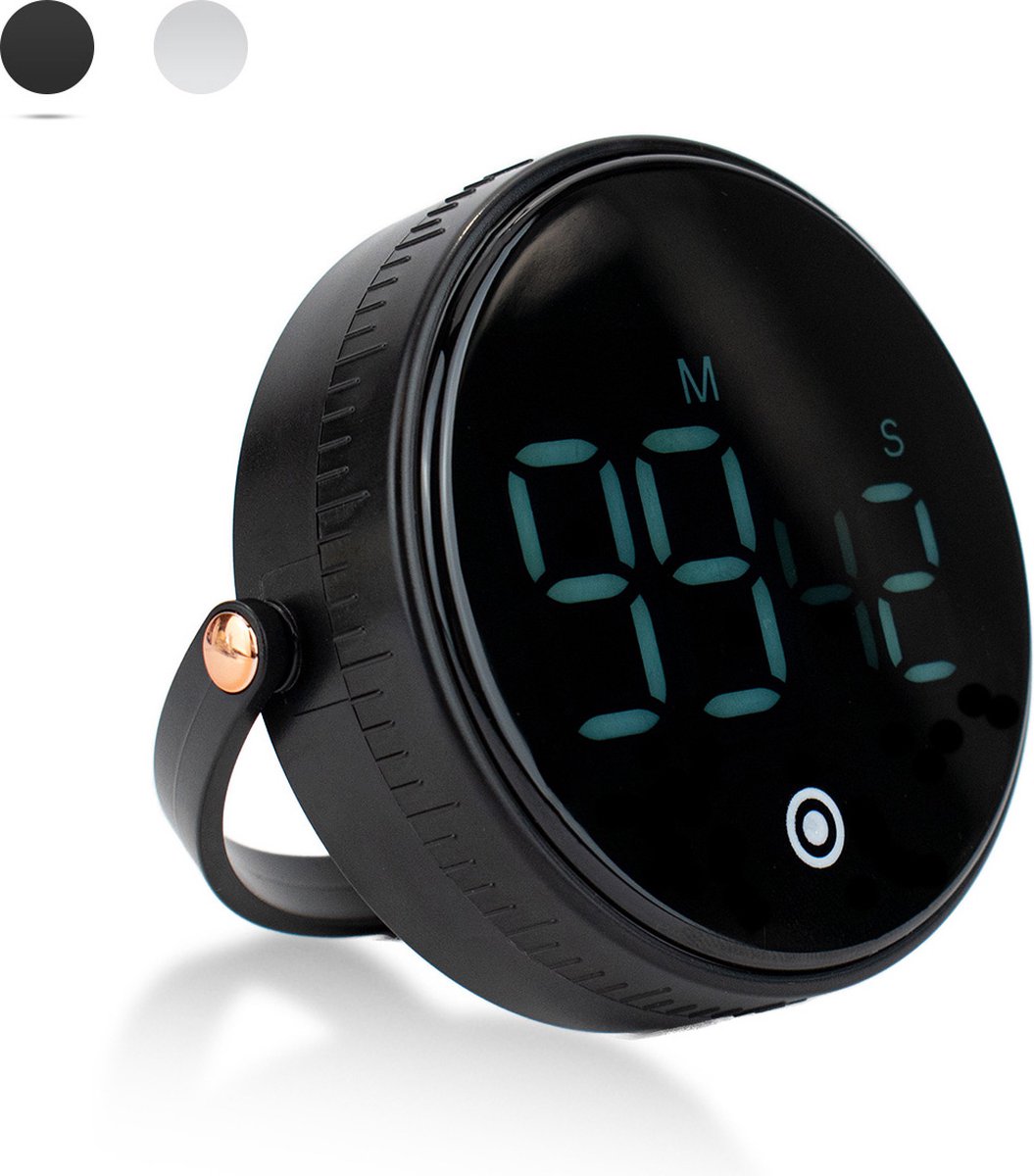 Nimma® Kookwekker - Digitale Keukenwekker - Magnetisch - Incl. Timer en Stopwatch - Draaiknop - Led - Zwart - Nimma