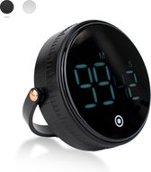 Nimma® Kookwekker - Digitale Keukenwekker - Magnetisch - Incl. Timer en Stopwatch - Draaiknop - Led - Zwart