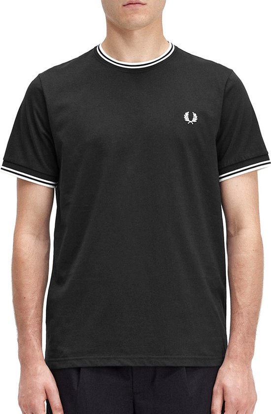 Fred Perry Twin Getipt Zwart T-Shirt - Streetwear - Volwassen