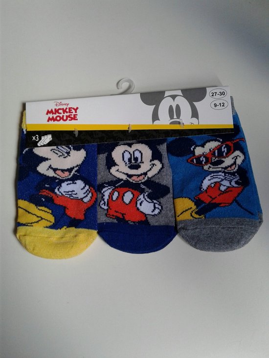 Mickey Mouse -sneakersokken - Mickey Mouse - 3 paar - jongens - maat 27/30