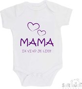 Barboteuse 100% coton "Maman je t'aime " Filles Katoen Wit/violet Taille 68