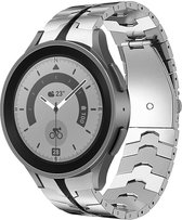 Strap-it Smartwatch bandje - Stalen Special horlogeband - geschikt voor Samsung Galaxy Watch 6 / 6 Classic / Galaxy Watch 5 / Watch 5 Pro / Watch 4 / Watch 4 Classic - zilver/zwart