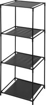 Badkamerrek/opbergkast - 2x - zwart metaal 4-laags 34 x 34 x 104 cm