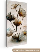 Canvas Schilderij Vintage - Bloemen - Planten - Abstract - 40x80 cm - Wanddecoratie