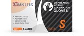 Omnitex Premium 200St. Zwarte Nitrilhandschoenen | Maat S | Poedervrij | Latexvrij | Voedselveilig | EN455 EN374 EN420 | CE & UKCA Cat3-klasse