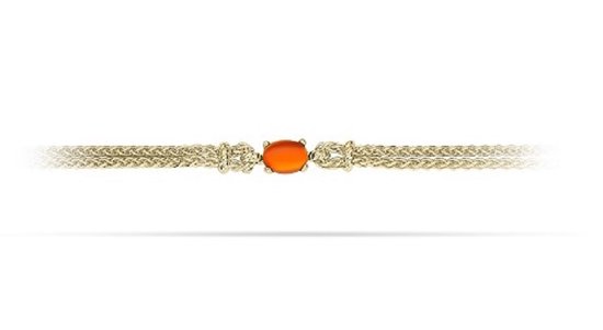 Magnifique bracelet en or 14 carats sur Goud avec zircone Oranje | Bracelet en chaîne | Jonline