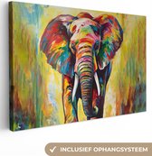 Canvas schilderij - Kleurrijke olifant 150x100 - Kamer decoratie accessoires abstract - Kunst schilderijen woonkamer - Wanddecoratie slaapkamer - Muurdecoratie keuken - Wanddoek interieur binnen - Woondecoratie huis - Woonaccessoires