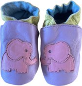 Chaussons bébé en cuir couleur pastel de Baby Dutch - Éléphant taille L (13,5 cm) - 12-20 mois
