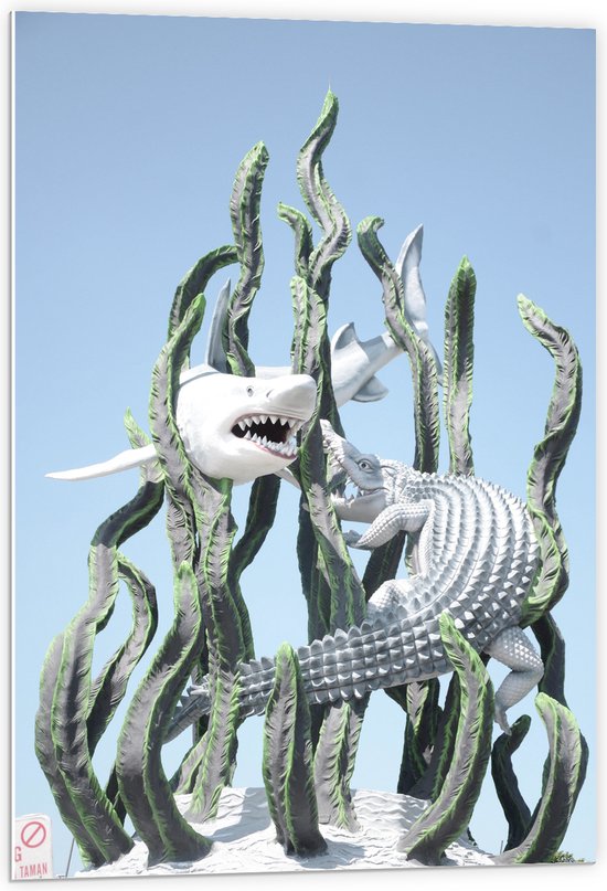 PVC Schuimplaat- Standbeeld van Zeedieren en -planten - 60x90 cm Foto op PVC Schuimplaat
