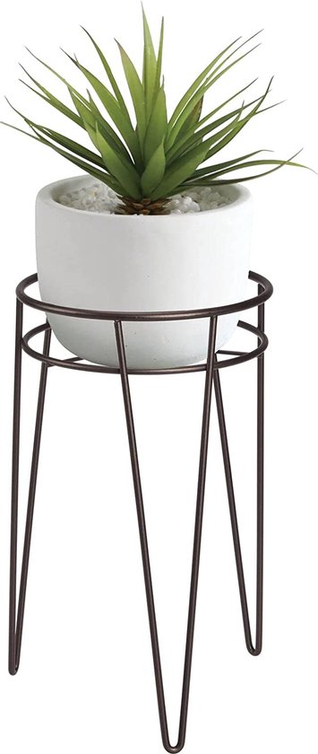HDANI 35 cm Ronde Plantenstandaard 2-delige set,Houten Bloemenrek,Metalen Plantenrek,Modern Rek voor Kamerplanten voor de woonkamer,Het Balkon en Het kantoor,Wit
