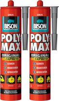 Bison poly max express - montagelijm - extra sterk - grijs - 2 x 425 gram