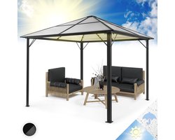 Blumfeldt Prieel 3X4M, Roestvast Aluminium Prieel Met Vast Dak & Dimbare Led-Verlichting, Waterdicht, Stabiel & Wintervast Prieel, Duurzame Vrijstaande Pergola, Tuinprieel Voor Terras