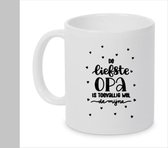 Bedrukte mok met de tekst: Liefste Opa, Vaderdag, Beker met tekst, Mok voor opa, Gesublimeerde mok voor opa