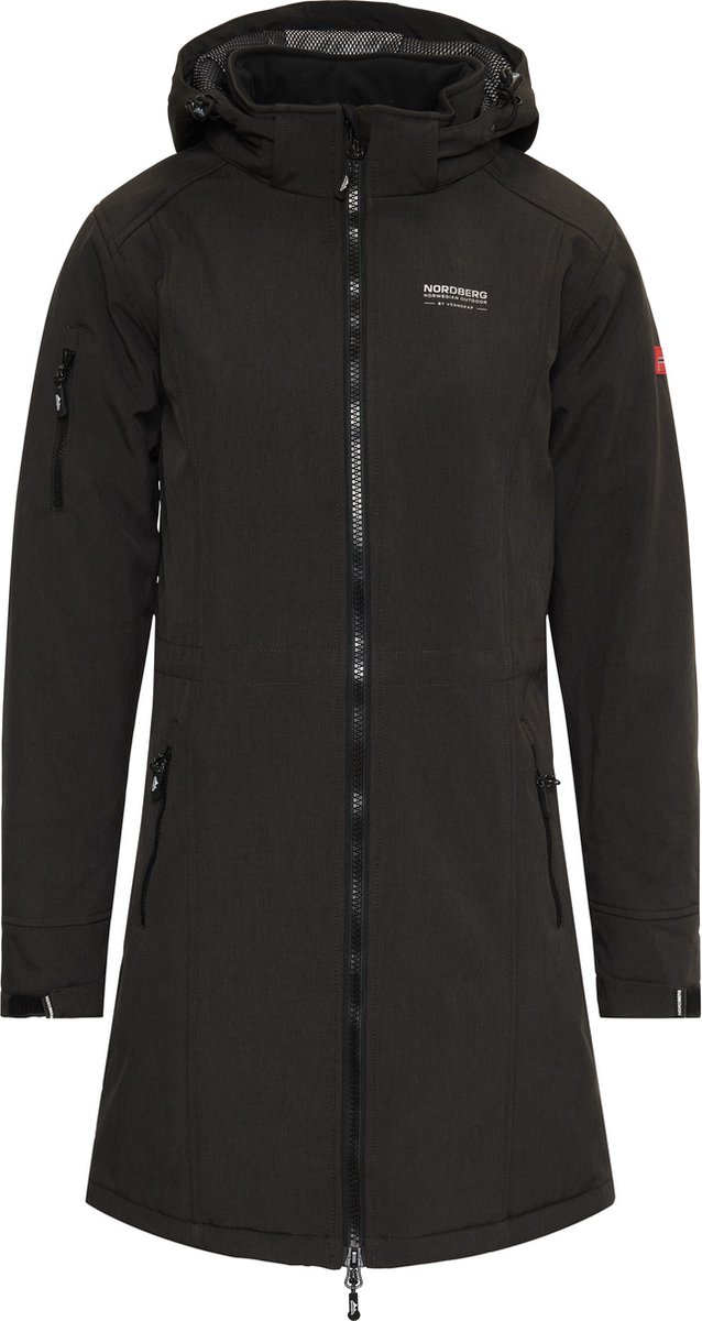 Nordberg GITTE Lange Winterjas Dames Softshell – 3XL Zwart